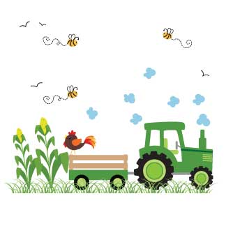 Personalized Blue Piggy Bank - Green Tractor - MyBambino.com