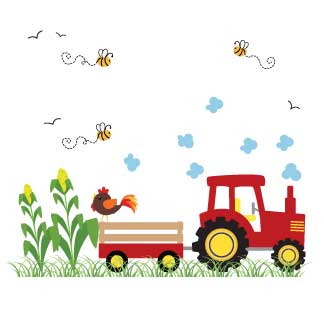 White Toy Box Bench - Red Tractor - MyBambino.com