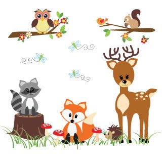 Wood Circle Sign - Woodland Animals - MyBambino.com