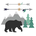 White Black Mountain Bear Circle Sign - MyBambino.com