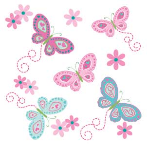 White Toy Box Bench - Butterflies Aqua Pink - MyBambino.com