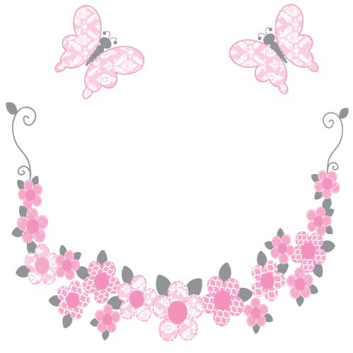 Pink Gray Butterfly Garland White Storage Step Stool - MyBambino.com