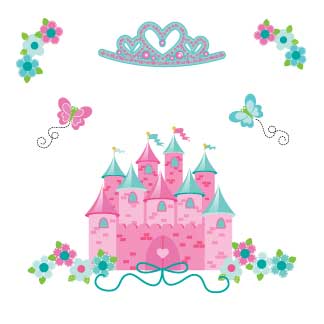 Pink Teal Princess Castle White Storage Step Stool - MyBambino.com