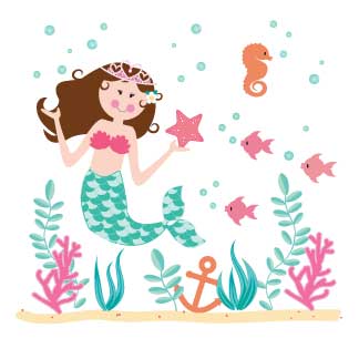 White Circle Sign - Brunette Little Mermaid - MyBambino.com