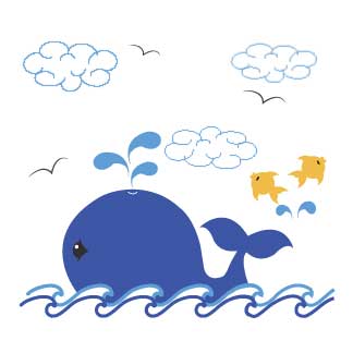 White Toy Box Bench - Blue Whale - MyBambino.com