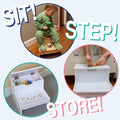 White Storage Step Stool - Floral Bunny - MyBambino.com