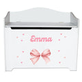 Personalized Pink Bow Toy Box Bench - MyBambino.com
