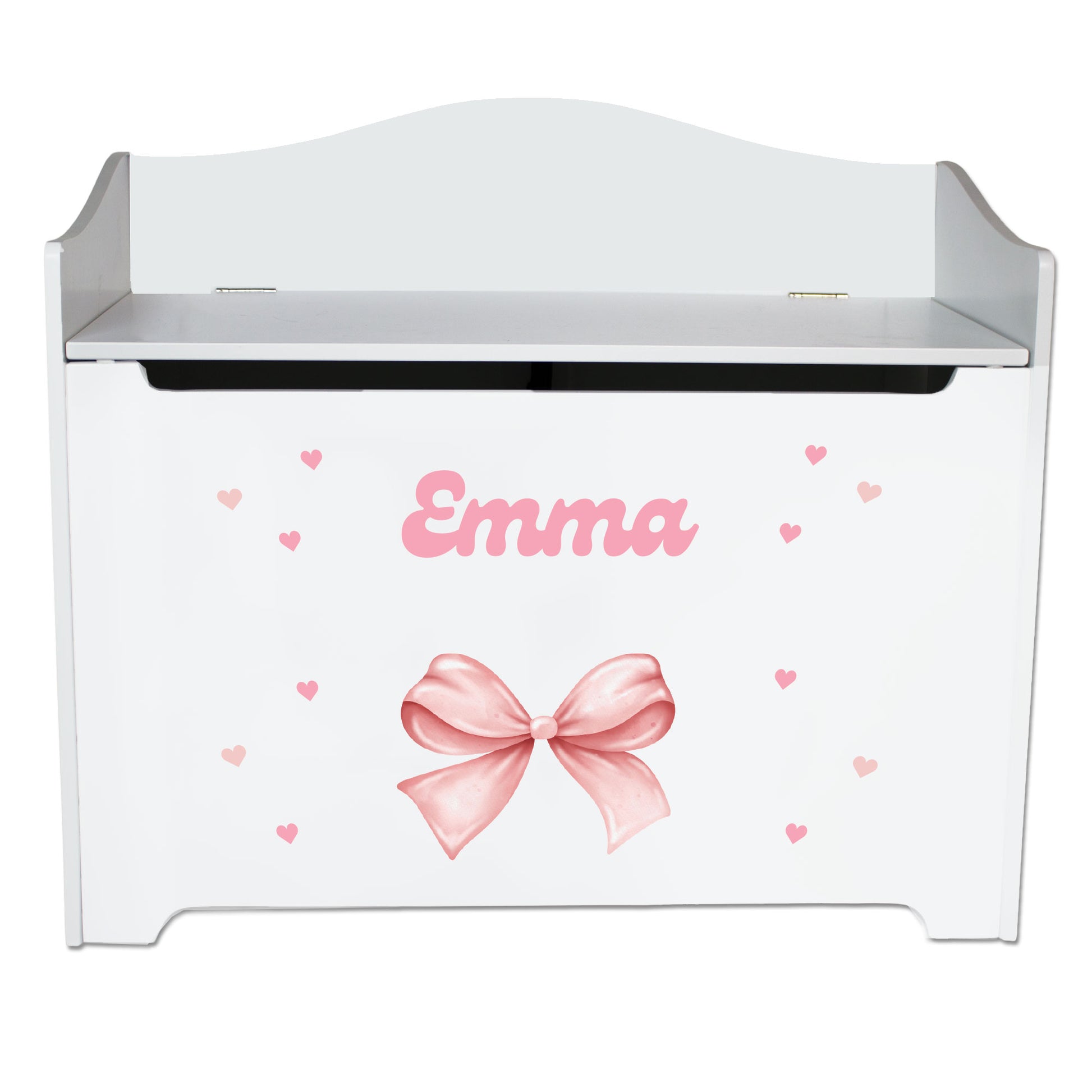 Personalized Pink Bow Toy Box Bench - MyBambino.com