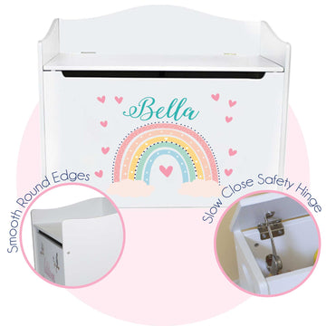Personalized White Toy Box Bench 2.0 - MyBambino.com