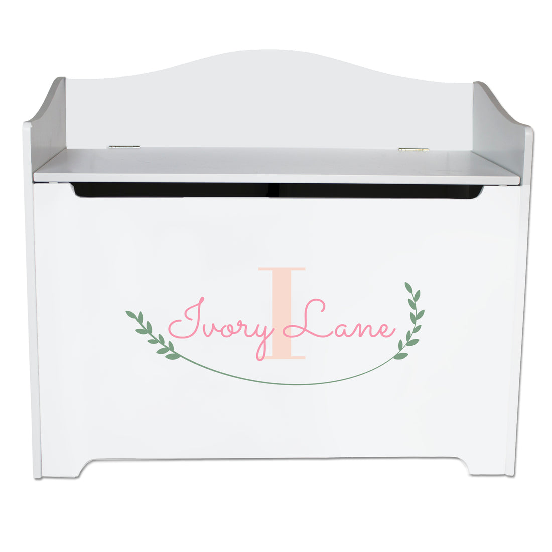 Personalized Monogram Vine White Toy Box Bench - MyBambino.com