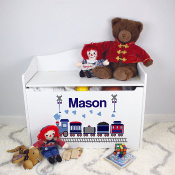 Personalized White Toy Box Bench 2.0 - MyBambino.com