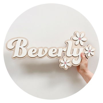wood layered wall name sign