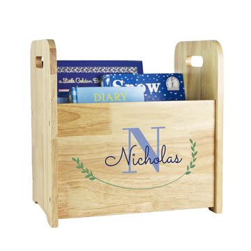 Monogrammed Vine Natural Wood Book Caddy - MyBambino.com