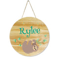 Personalized Sloth Sign Natural Wood Circle - MyBambino.com