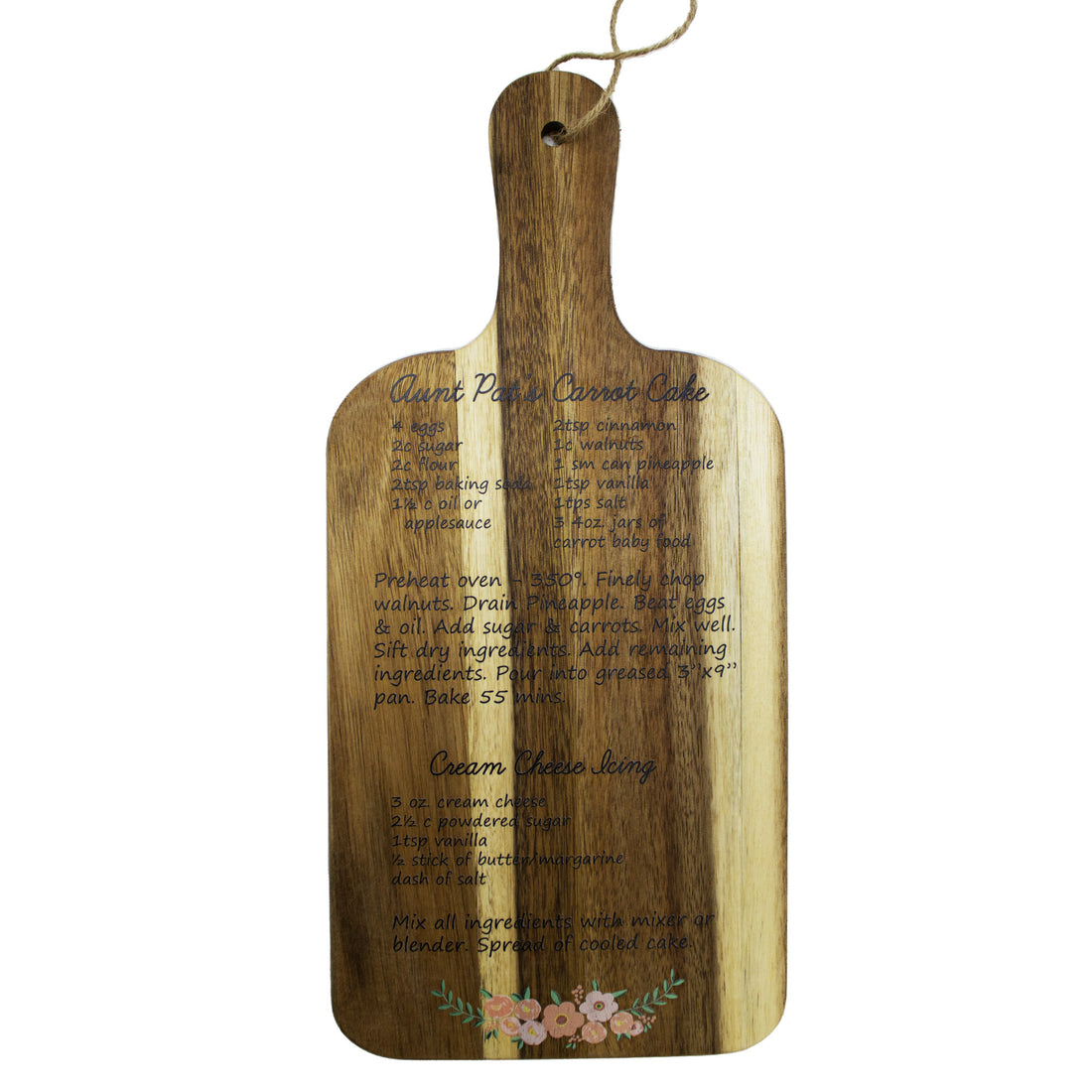 Custom Wood Cutting Board with Handle 7x15 Natural - MyBambino.com