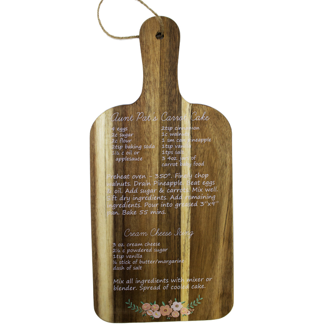 Custom Wood Cutting Board with Handle 7x15 Natural - MyBambino.com