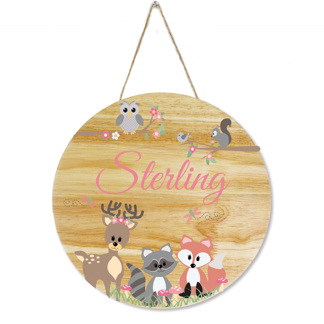 Natural Wood Circle Sign - Woodland Pastel - MyBambino.com