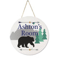 White Black Mountain Bear Circle Sign - MyBambino.com