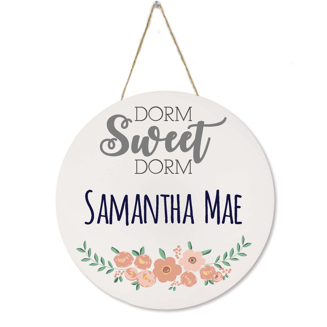 White Dorm Sign - Blush Floral