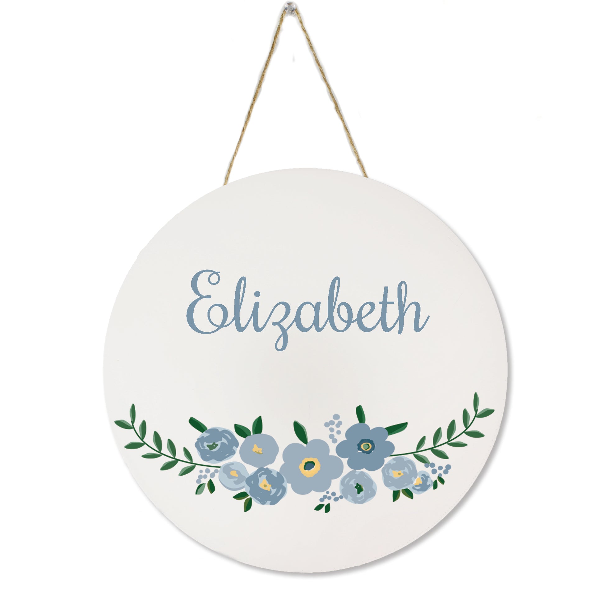 White Circle Sign - Blue Floral - MyBambino.com