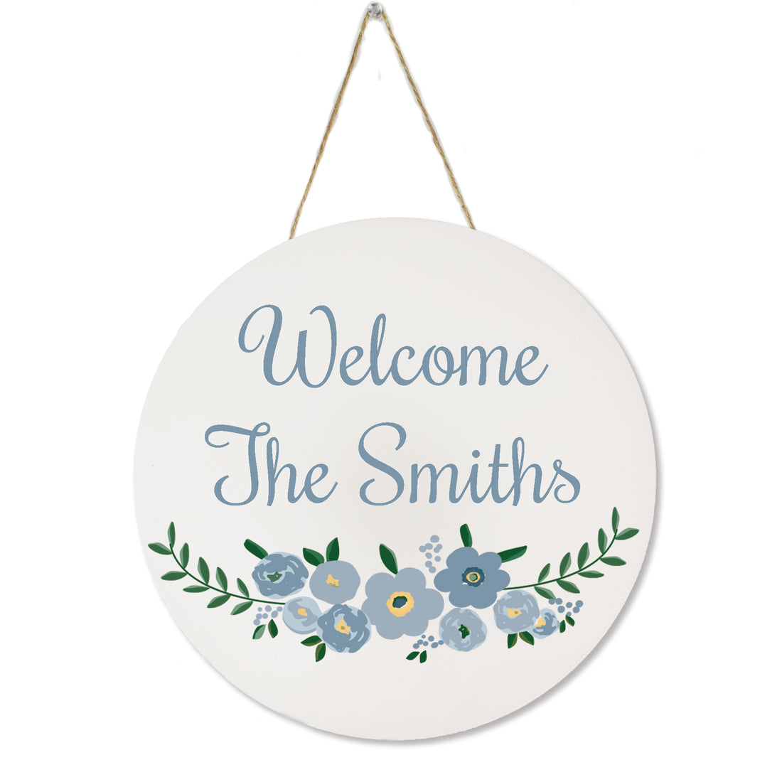 White Circle Sign - Blue Floral - MyBambino.com