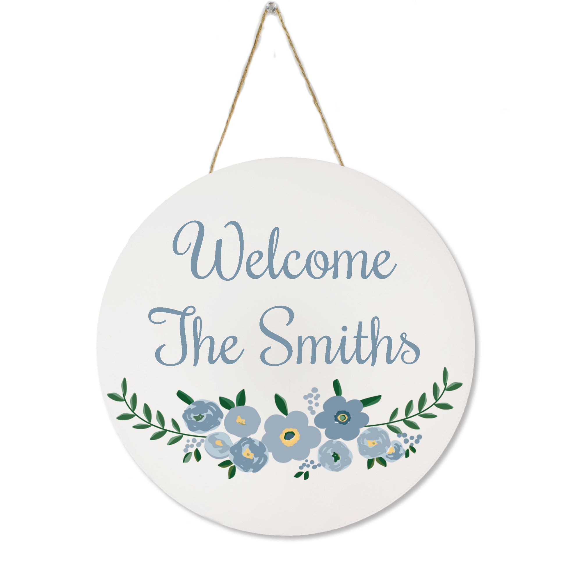 White Circle Sign - Blue Floral - MyBambino.com