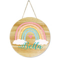 Natural Wood Circle Sign - Boho Rainbow - MyBambino.com