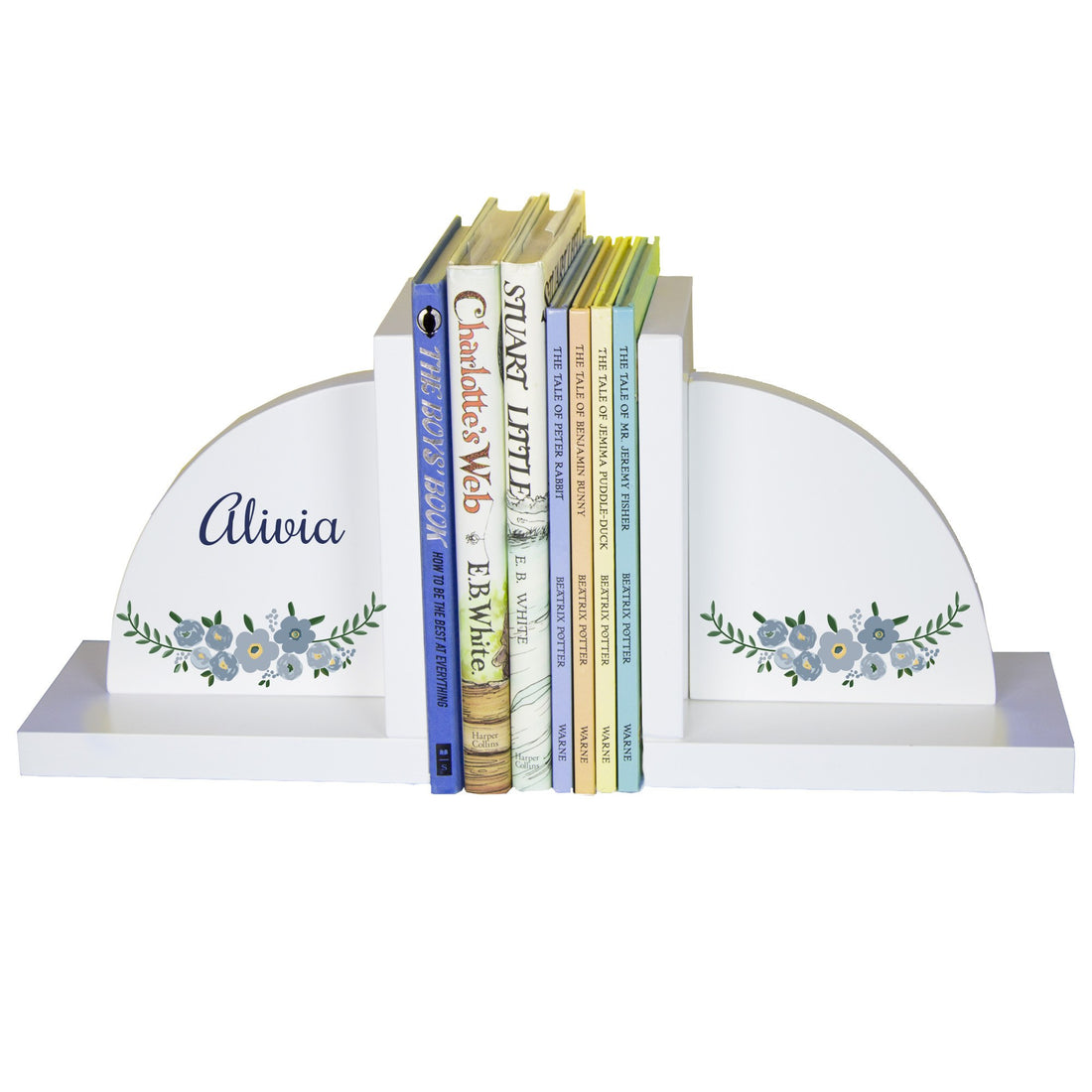 White Bookends - Blue Spring Floral - MyBambino.com