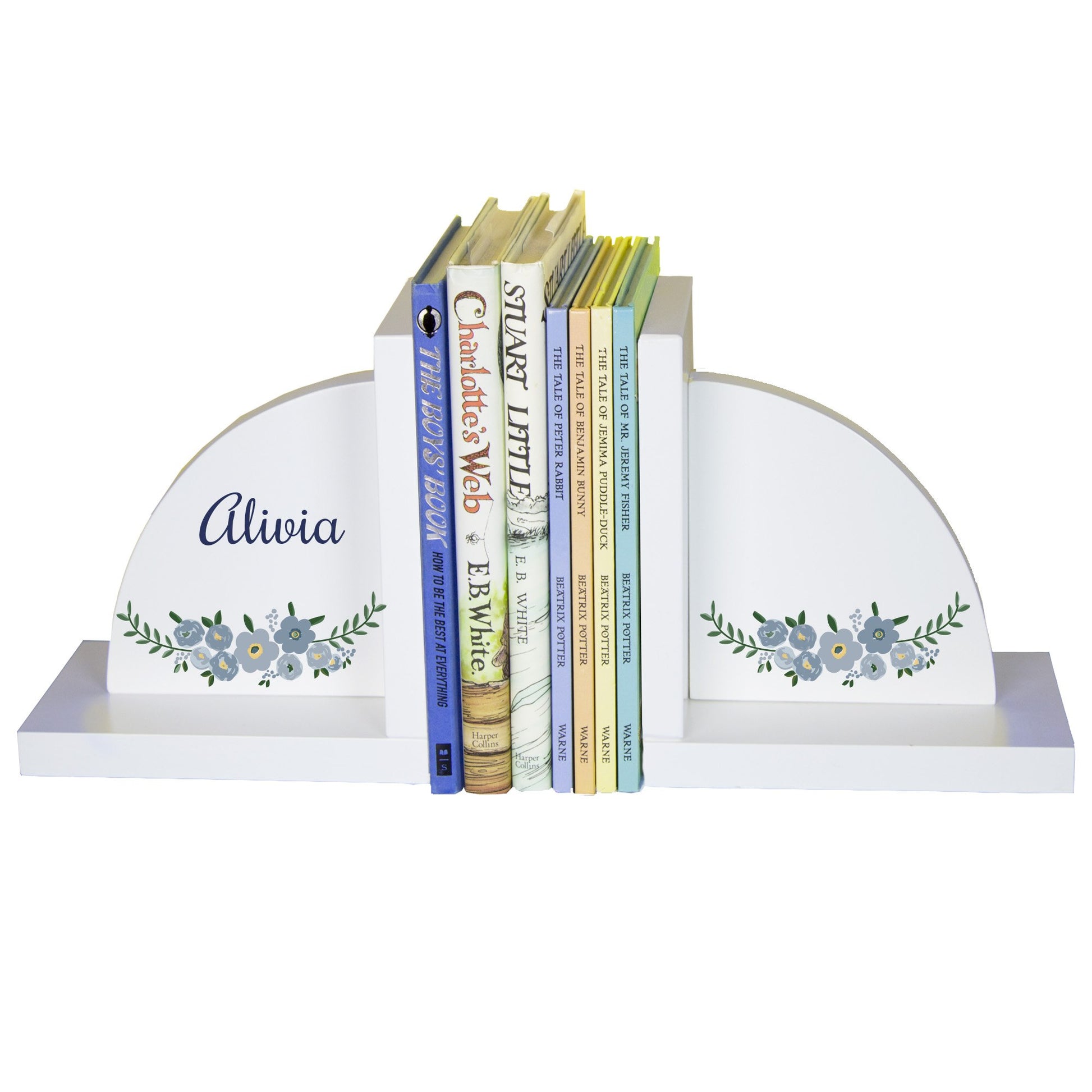 White Bookends - Blue Spring Floral - MyBambino.com