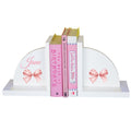 Personalized White Bookends - Pink Bow - MyBambino.com