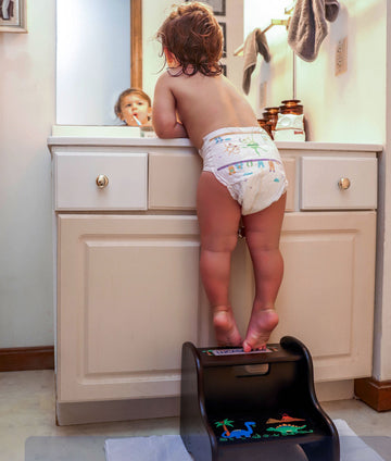 help your child brush their teeth with their very own step stool