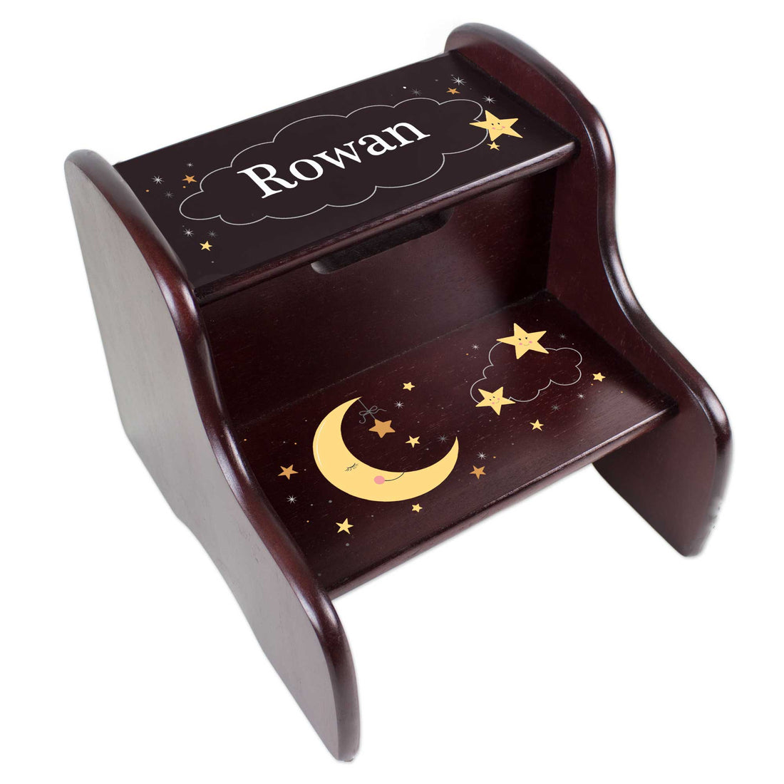 Personalized Celestial Moon Espresso Two Step Stool - MyBambino.com
