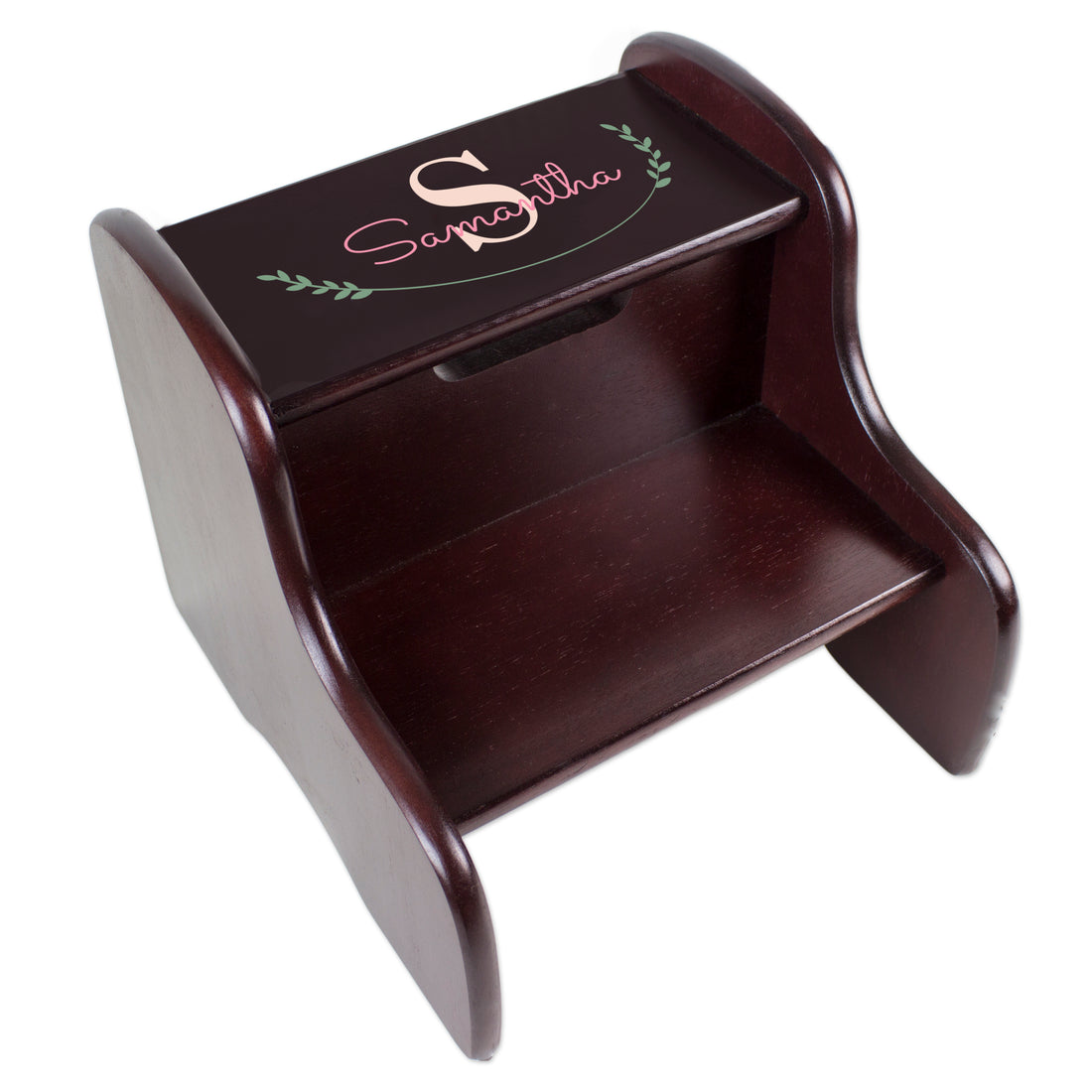 Personalized Monogram Vine Espresso Two Step Stool - MyBambino.com