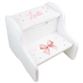Personalized Pink Bow White Two Step Stool - MyBambino.com