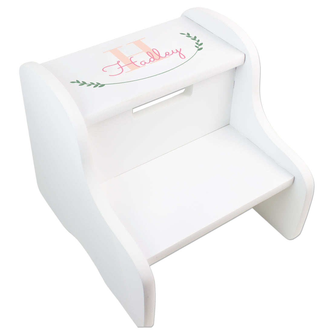 Personalized White Two Step Stool - Monogram Vine - MyBambino.com
