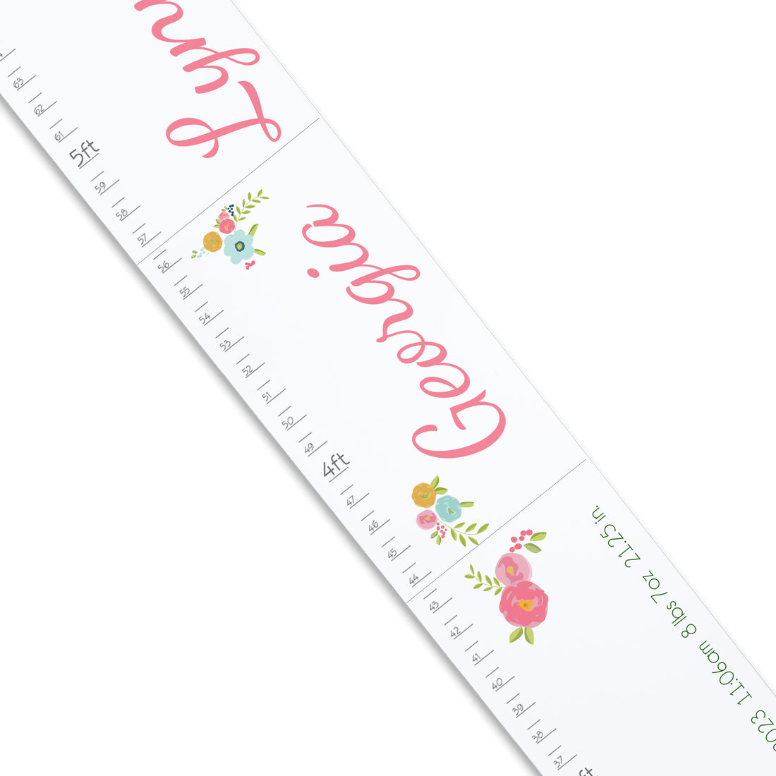 Spring Floral Growth Chart with birth information - MyBambino.com