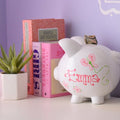 Hand Painted Pink Bow Piggy Bank - MyBambino.com