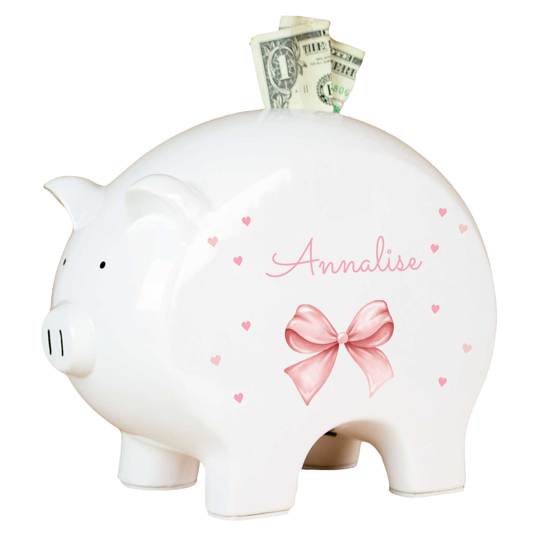 Personalized Piggy Bank - Pink Bow - MyBambino.com