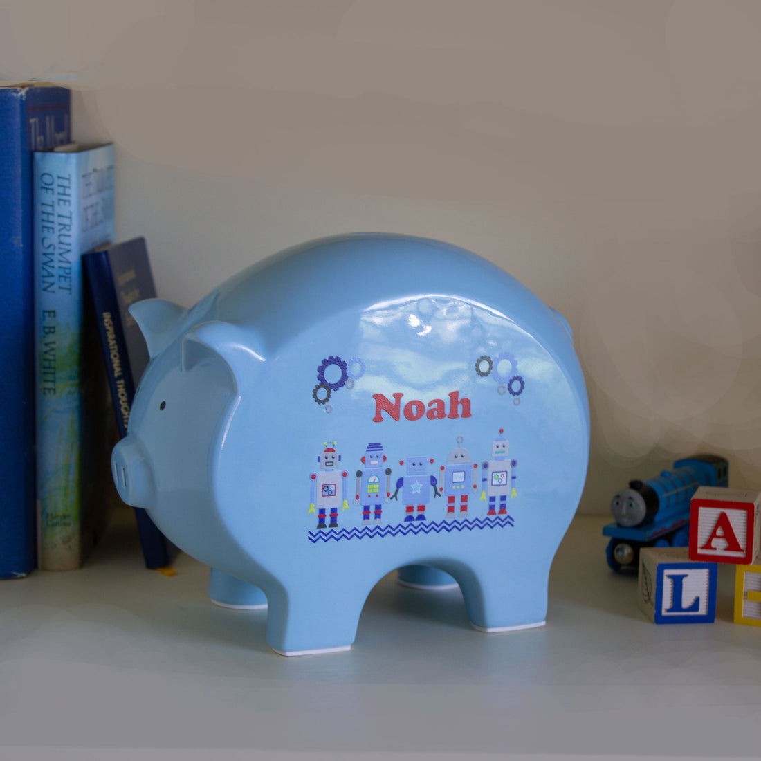 Personalized Blue Piggy Bank 2.0 - MyBambino.com