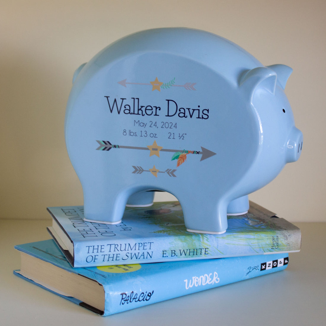 Personalized Blue Piggy Bank 2.0 - MyBambino.com