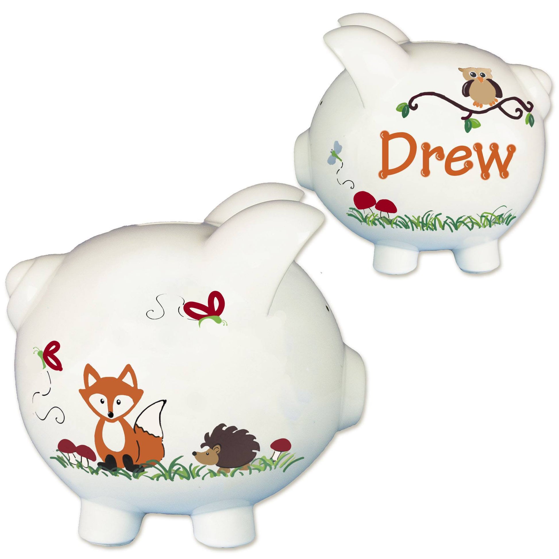 Hand Painted Woodland Piggy Bank - MyBambino.com