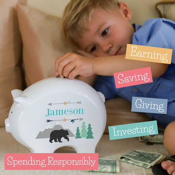 Personalized Blue Piggy Bank 2.0 - MyBambino.com