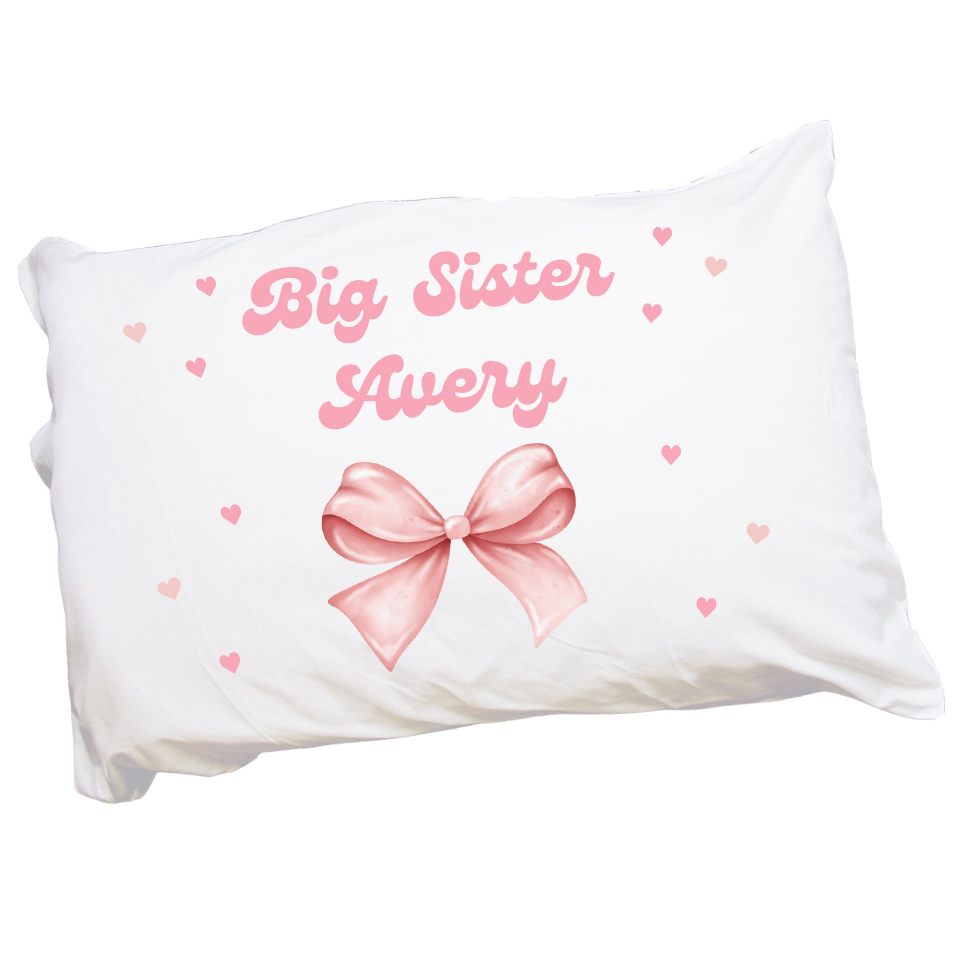 Personalized Girl's Pink Bow Pillowcase - MyBambino.com