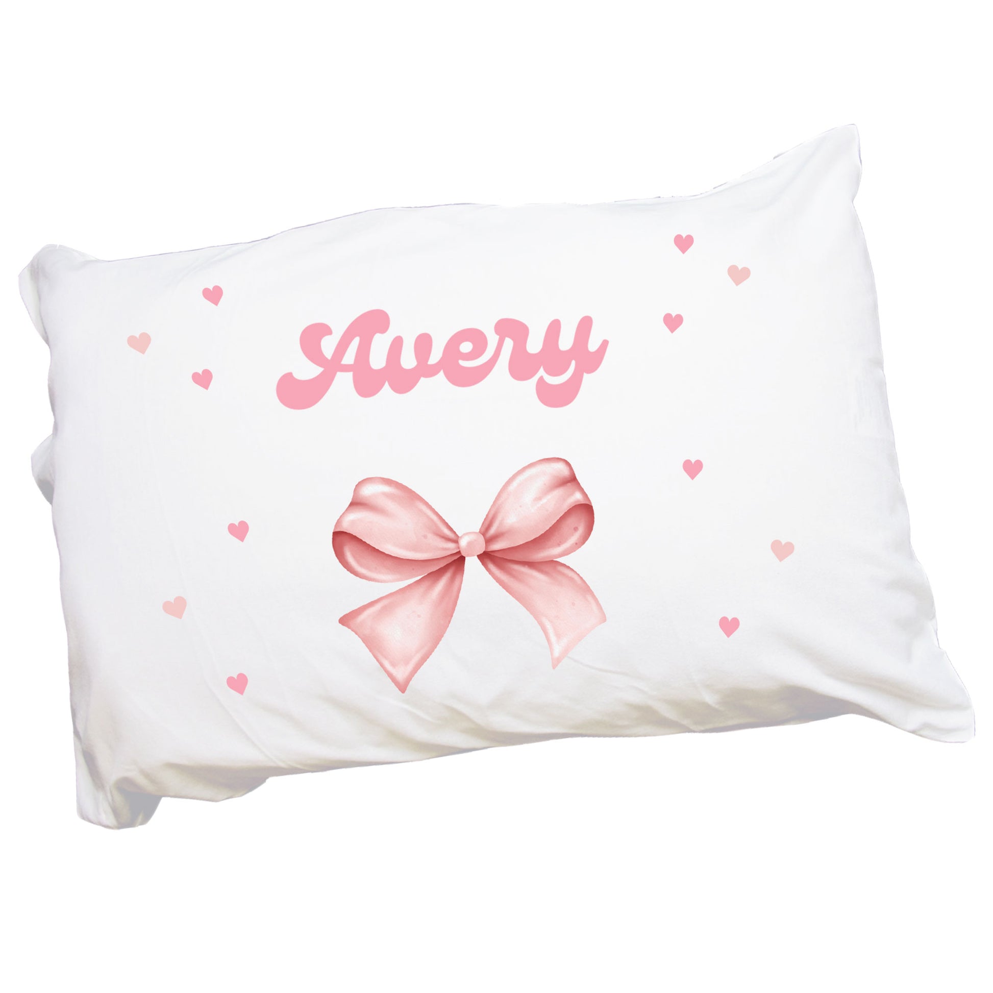 Personalized Girl's Pink Bow Pillowcase - MyBambino.com