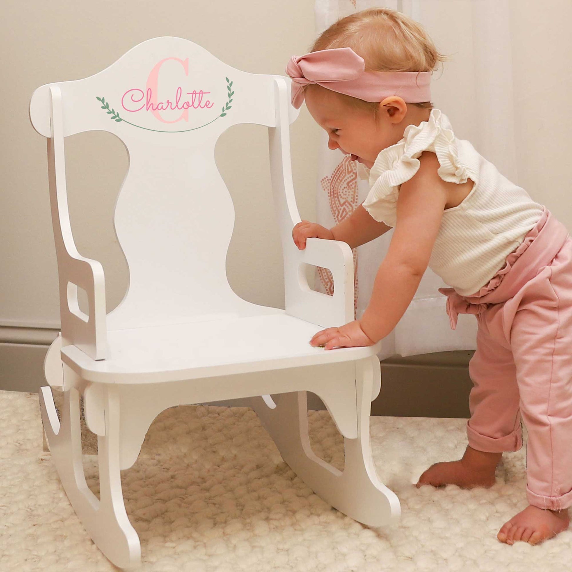 Personalized Puzzle Rocker - Floral Bunny - MyBambino.com