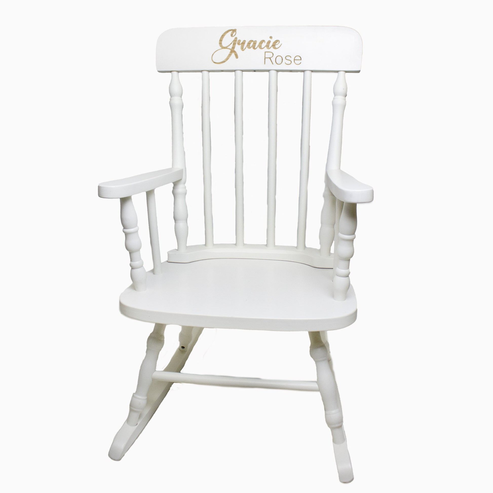Engraved Child's Wood Spindle Rocking Chair 2.0 - MyBambino.com