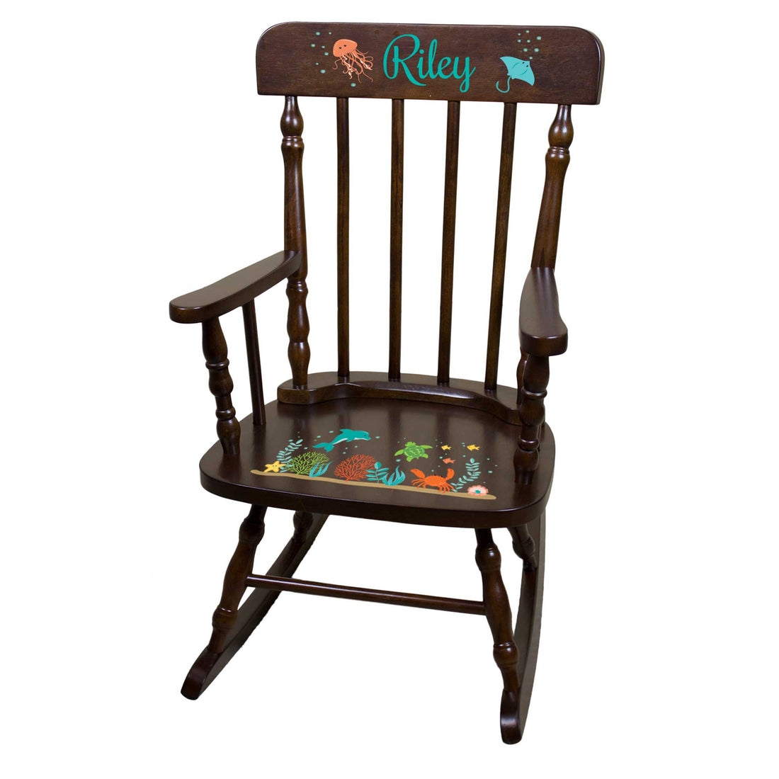 Sea Life Espresso Spindle Rocking Chair - MyBambino.com
