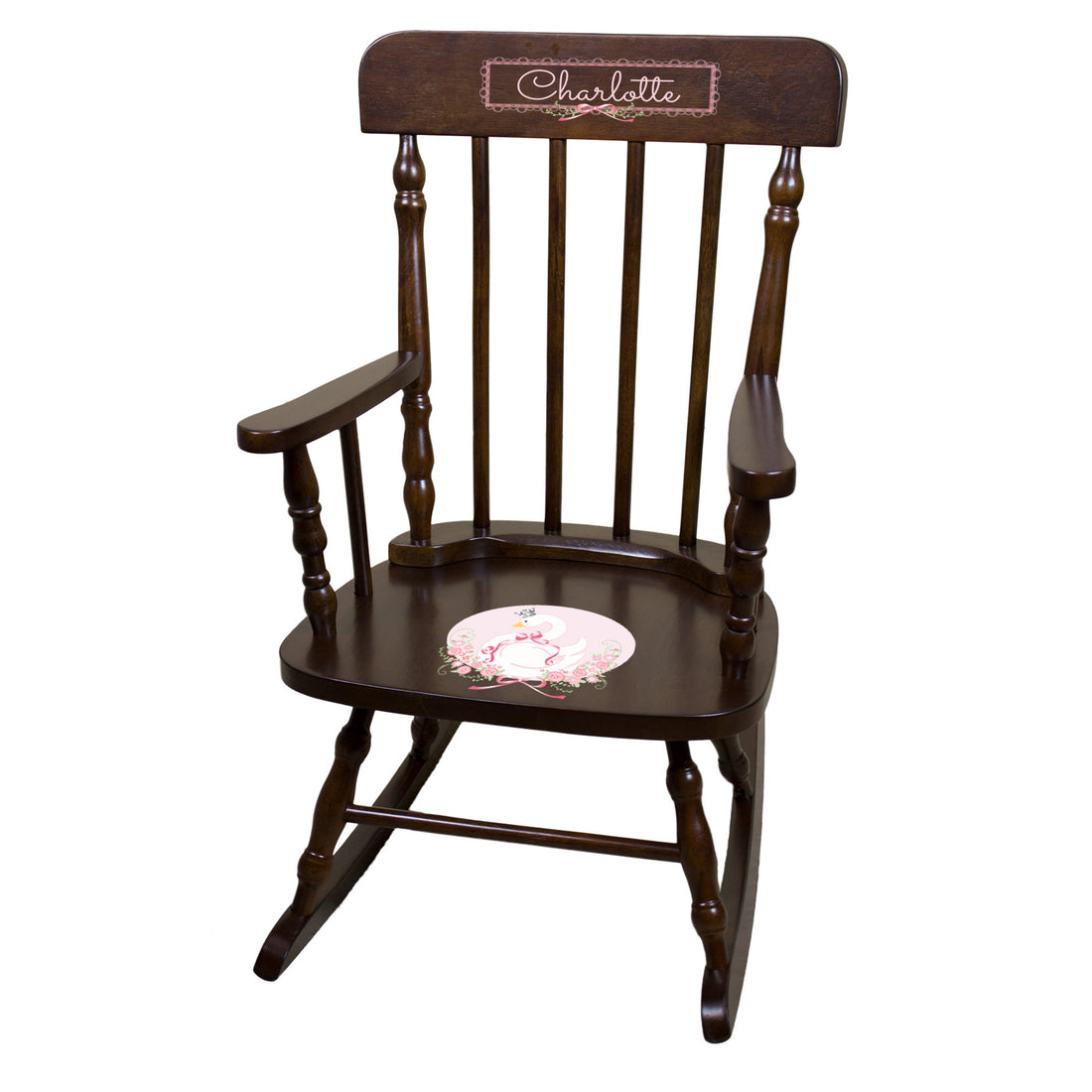 Princess Swan Espresso Spindle Rocking Chair - MyBambino.com