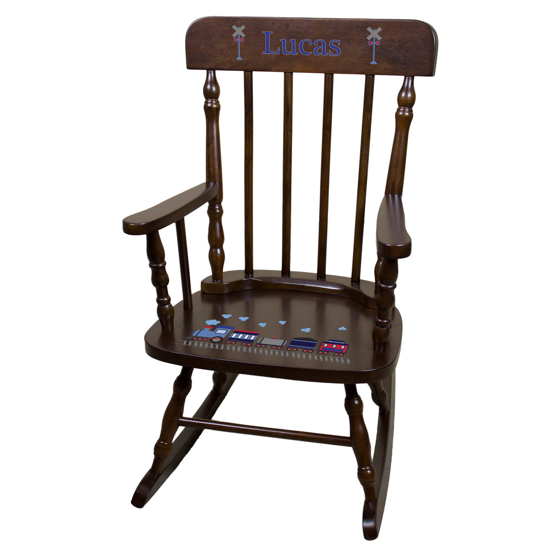 Train Espresso Spindle Rocking Chair - MyBambino.com