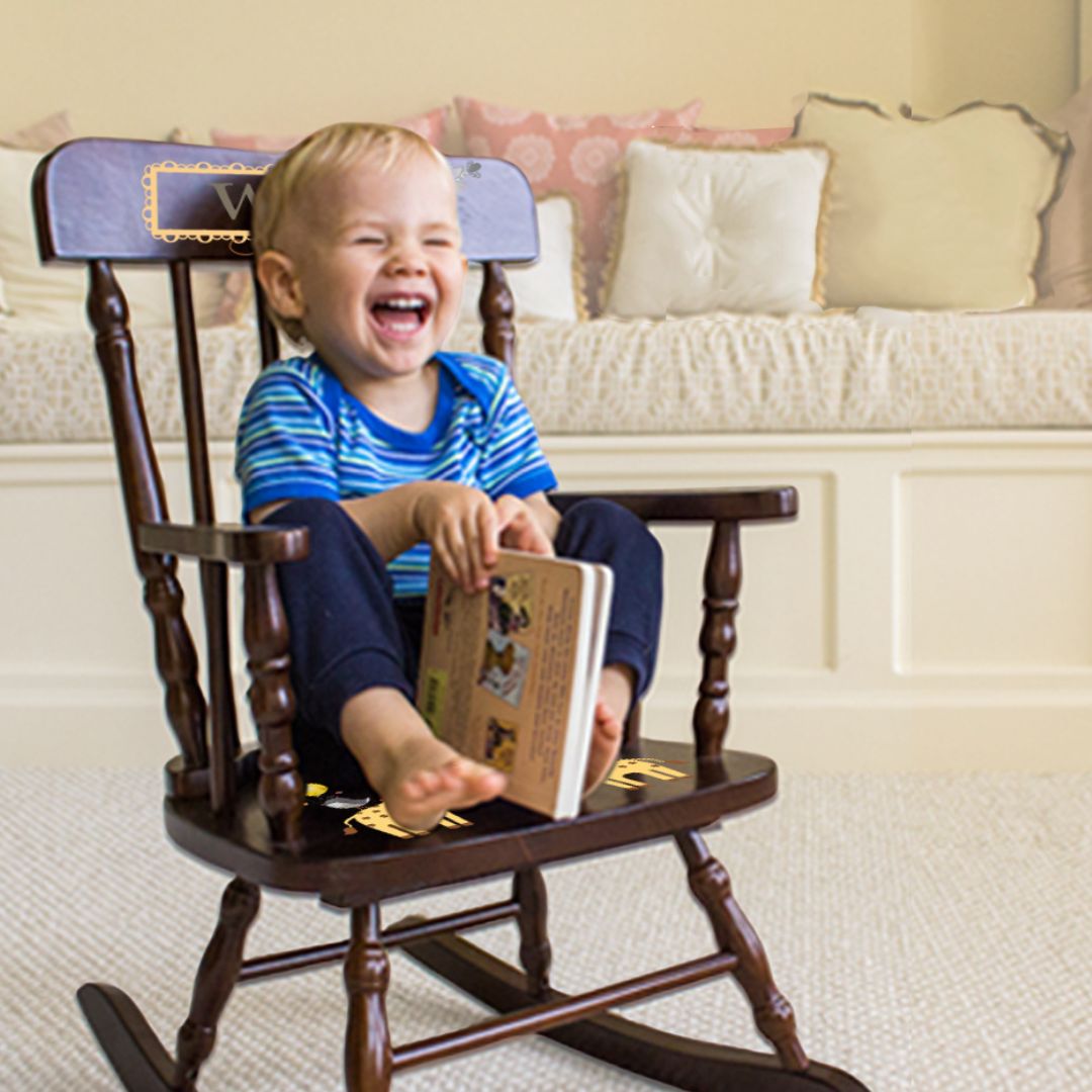 Green Tractor Espresso Spindle Rocking Chair - MyBambino.com